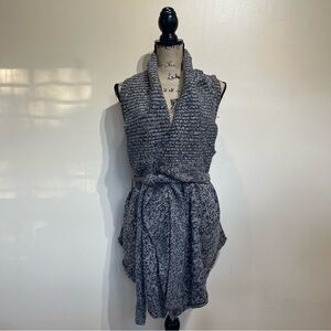 GAP Women's Open Front Tie Brown Knit Wrap Sleeveless Cardigan Sweater Vest